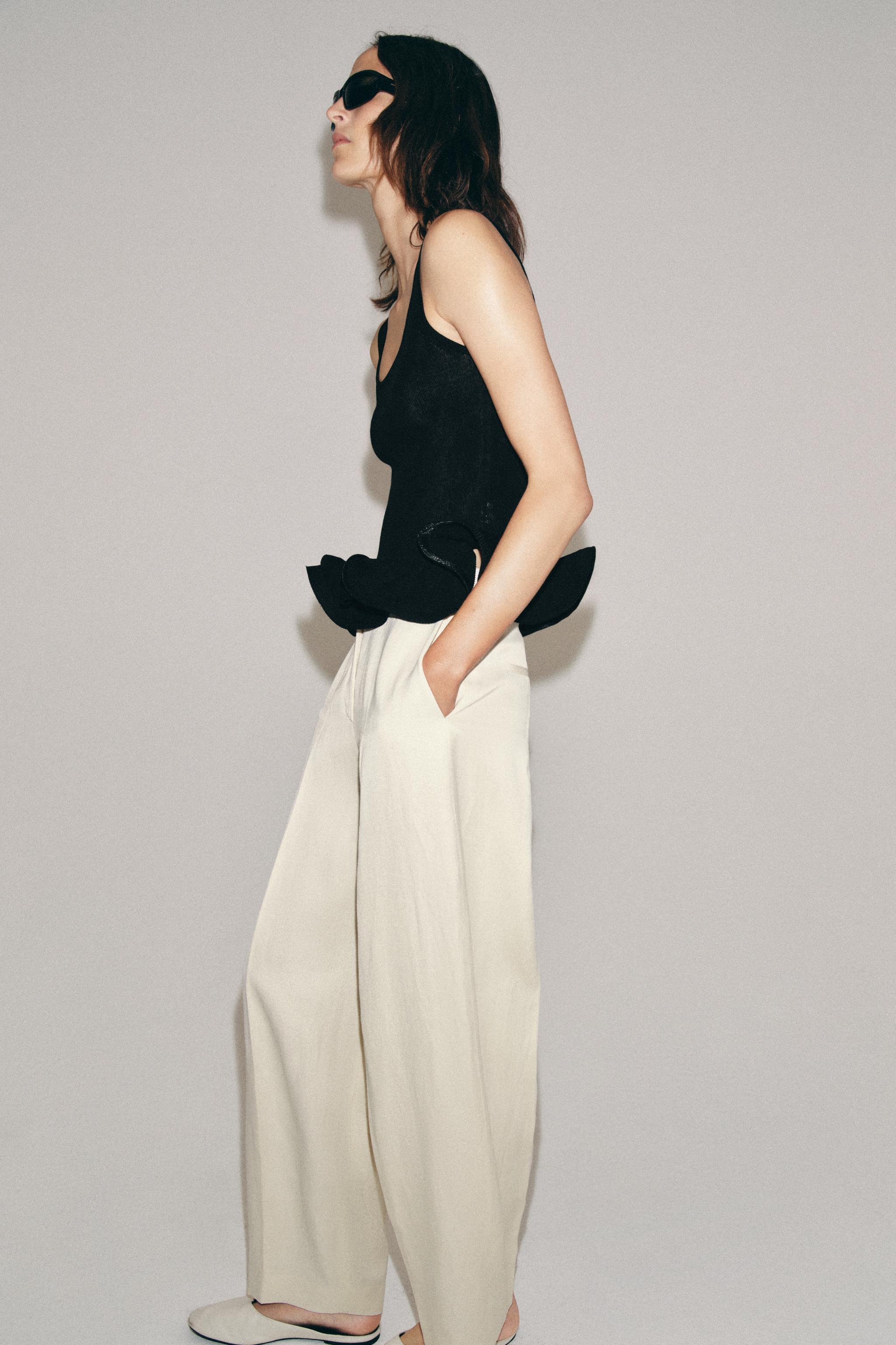 ZW COLLECTION LINEN BLEND BALLOON PANTS